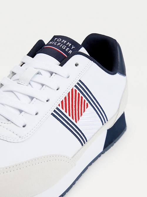 Muške Tommy Hilfiger Essential Leather Flag Runner Patike Bela | TH385QNA