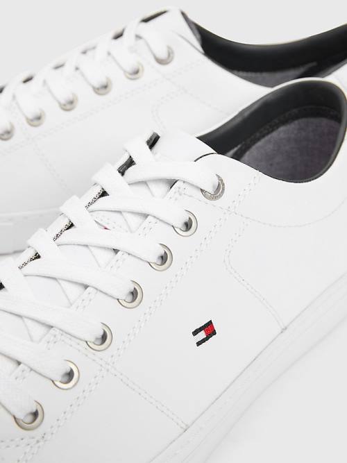 Muške Tommy Hilfiger Essential Leather Lace-Up Patike Bela | TH478HJS