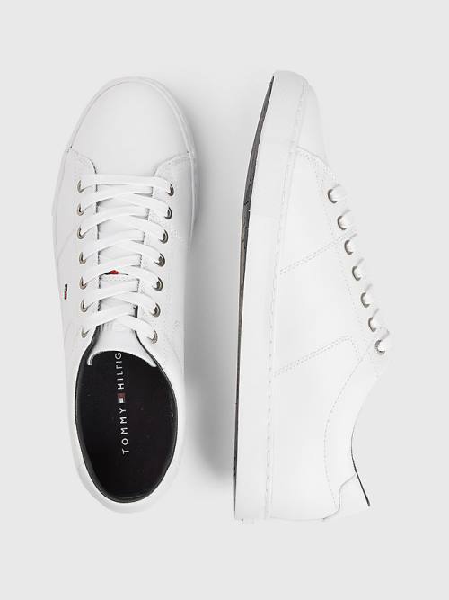 Muške Tommy Hilfiger Essential Leather Lace-Up Patike Bela | TH478HJS