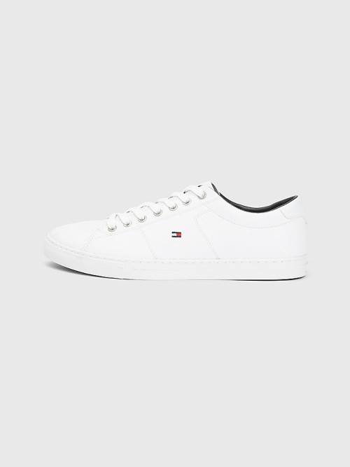 Muške Tommy Hilfiger Essential Leather Lace-Up Patike Bela | TH478HJS