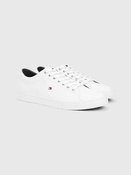 Muške Tommy Hilfiger Essential Leather Lace-Up Patike Bela | TH478HJS