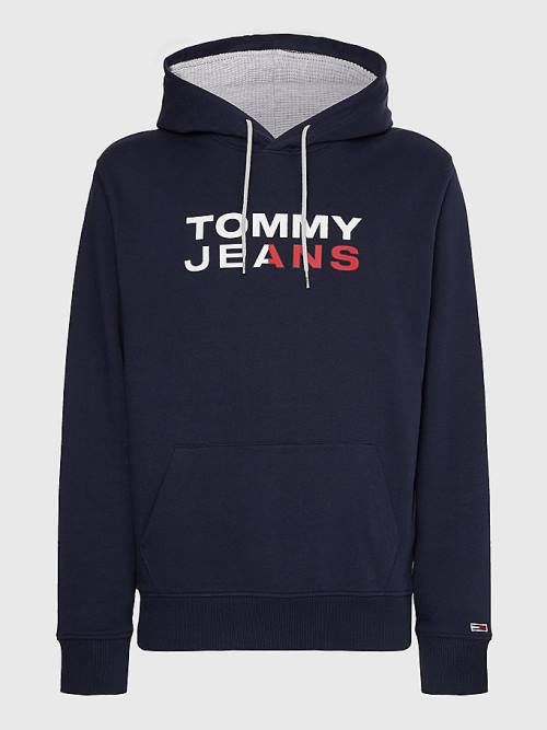 Muške Tommy Hilfiger Essential Logo Duks Hoodie Plava | TH360EXB