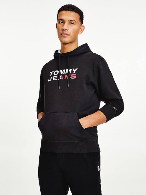 Muške Tommy Hilfiger Essential Logo Duks Hoodie Crna | TH782PWV