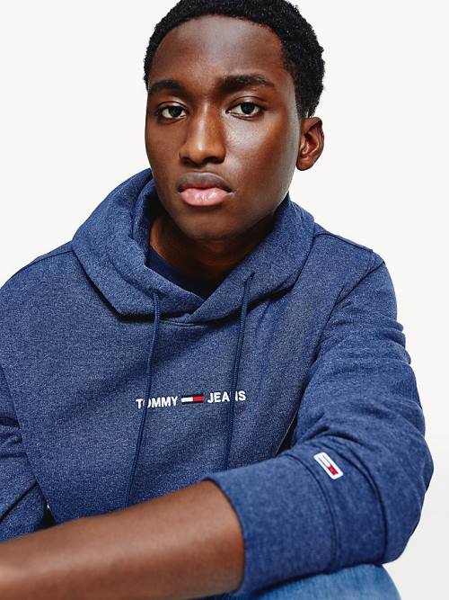 Muške Tommy Hilfiger Essential Logo Duks Hoodie Plava | TH854CWD