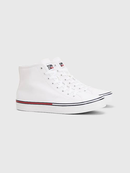 Muške Tommy Hilfiger Essential Mid-Top Patike Bela | TH827ZUC