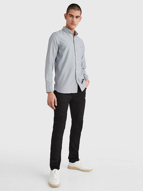 Muške Tommy Hilfiger Essential Organic Cotton Dobby Slim Košulje Plava | TH961BOR