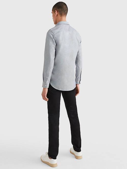 Muške Tommy Hilfiger Essential Organic Cotton Dobby Slim Košulje Plava | TH961BOR