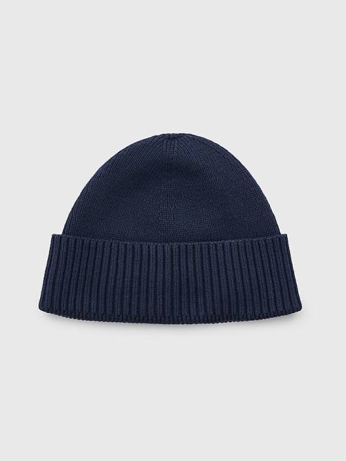 Muške Tommy Hilfiger Essential Rib Knit Short Beanie Kape Plava | TH251TDO