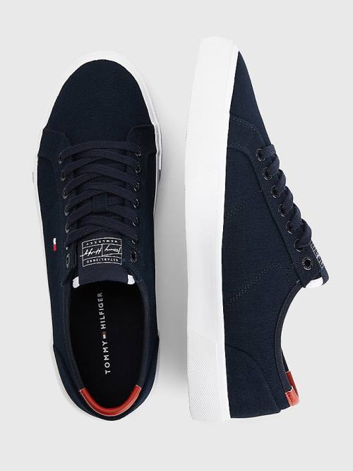 Muške Tommy Hilfiger Essential Signature Canvas Patike Plava | TH769JYU