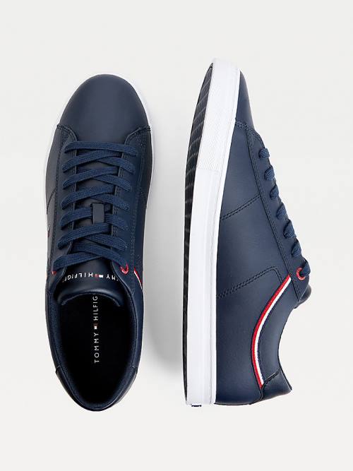 Muške Tommy Hilfiger Essential Signature Detail Leather Patike Plava | TH903UHB