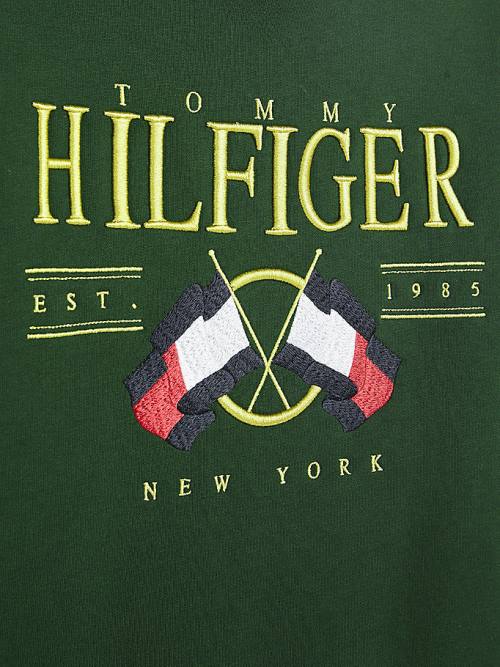 Muške Tommy Hilfiger Exclusive Flag Logo Duksevi Zeleno | TH124BZN