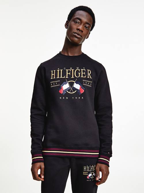 Muške Tommy Hilfiger Exclusive Flag Logo Duksevi Crna | TH376MSW