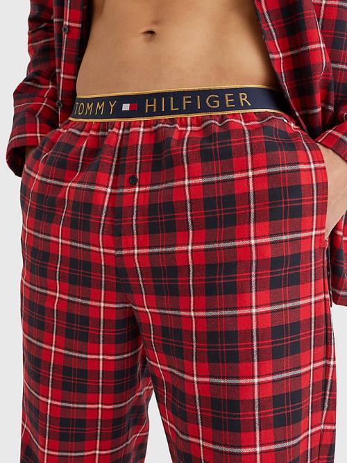 Muške Tommy Hilfiger Exclusive Flannel Shirt And Trousers Set Pidžama Crveni | TH847IDE