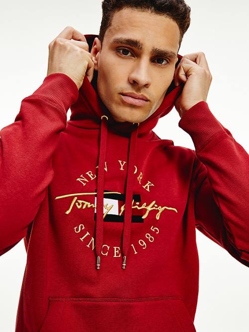 Muške Tommy Hilfiger Exclusive Icons Duks Hoodie Crveni | TH982IQS