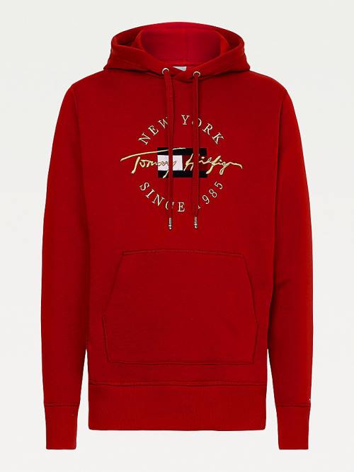 Muške Tommy Hilfiger Exclusive Icons Duks Hoodie Crveni | TH982IQS