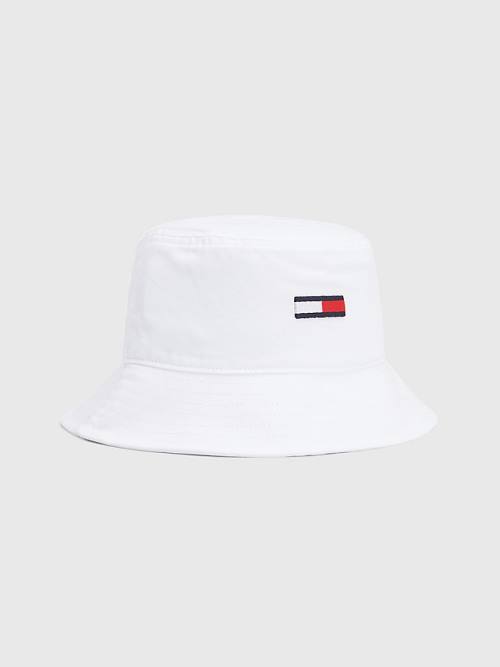 Muške Tommy Hilfiger Flag Embroidery Bucket Kape Bela | TH917DNO