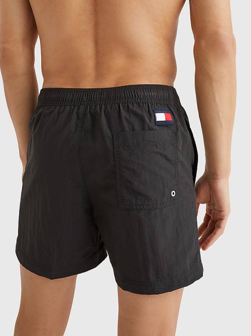 Muške Tommy Hilfiger Flag Mid Length Drawstring Shorts Kupaći Kostimi Crna | TH398EDC