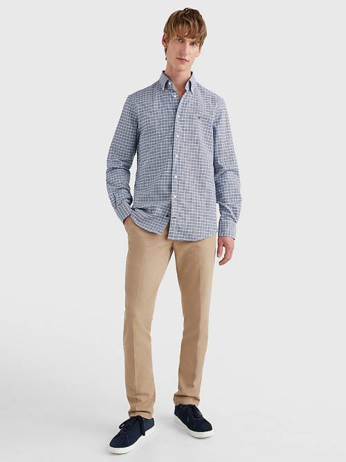 Muške Tommy Hilfiger Gingham Check Organic Oxford Cotton Košulje Plava | TH410YRE