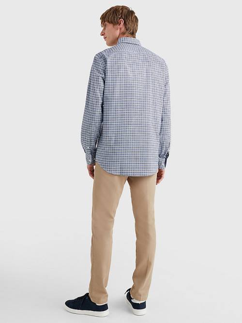 Muške Tommy Hilfiger Gingham Check Organic Oxford Cotton Košulje Plava | TH410YRE