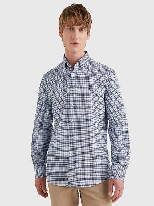 Muške Tommy Hilfiger Gingham Check Organic Oxford Cotton Košulje Plava | TH410YRE