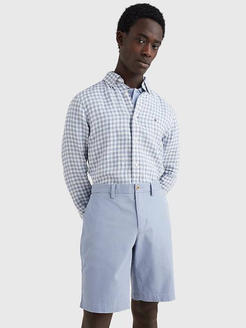 Muške Tommy Hilfiger Gingham Regular Fit Linen Košulje Plava | TH382ZGU