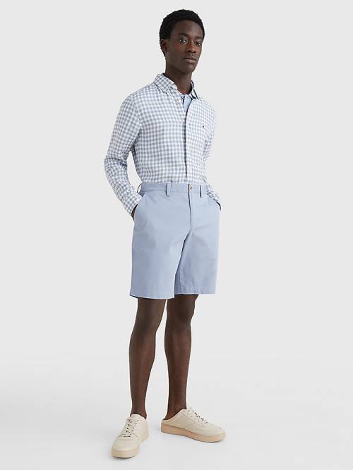 Muške Tommy Hilfiger Gingham Regular Fit Linen Košulje Plava | TH382ZGU