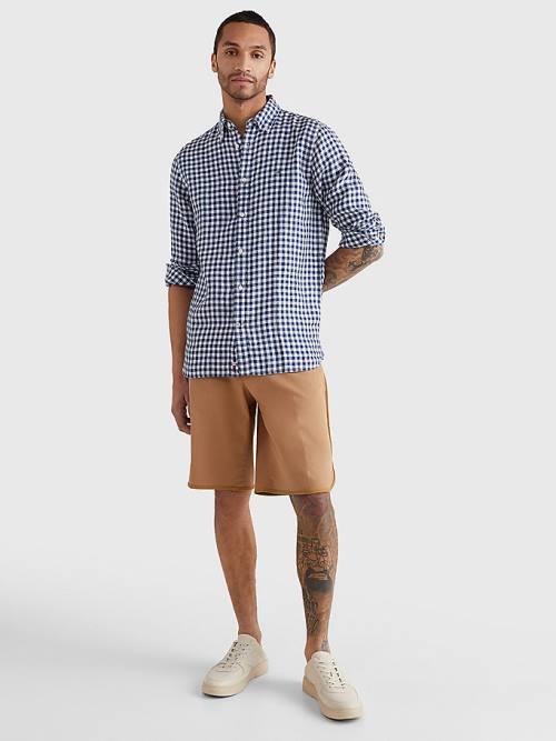 Muške Tommy Hilfiger Gingham Regular Fit Linen Košulje Plava | TH521MEV