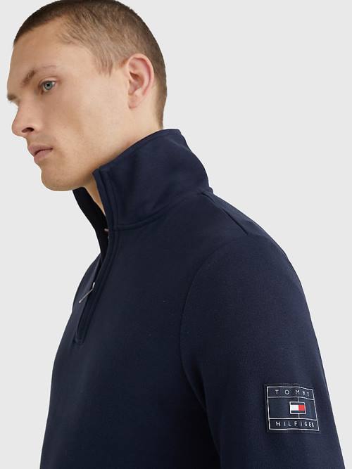 Muške Tommy Hilfiger Half-Zip Duksevi Plava | TH463KEN