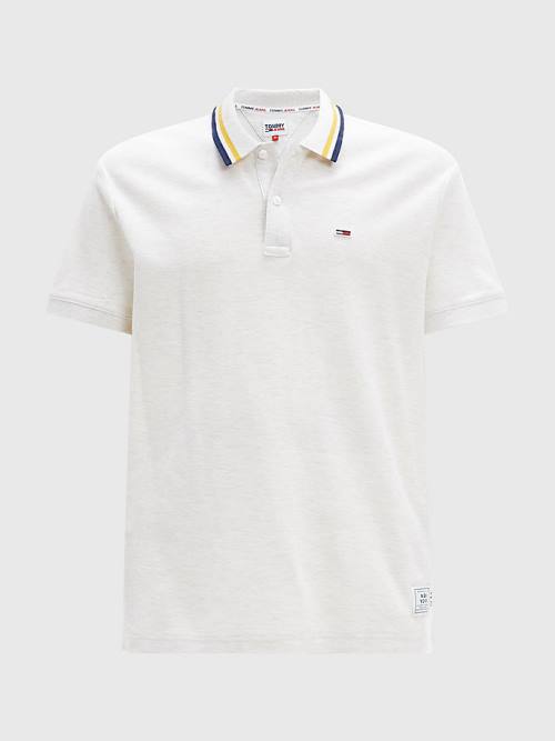 Muške Tommy Hilfiger Heathered Knit Tipped Collar Polo Majice Bela | TH325YGJ