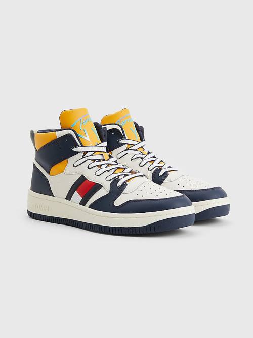 Muške Tommy Hilfiger High-Top Leather Retro Basketball Patike Plava | TH362CPW