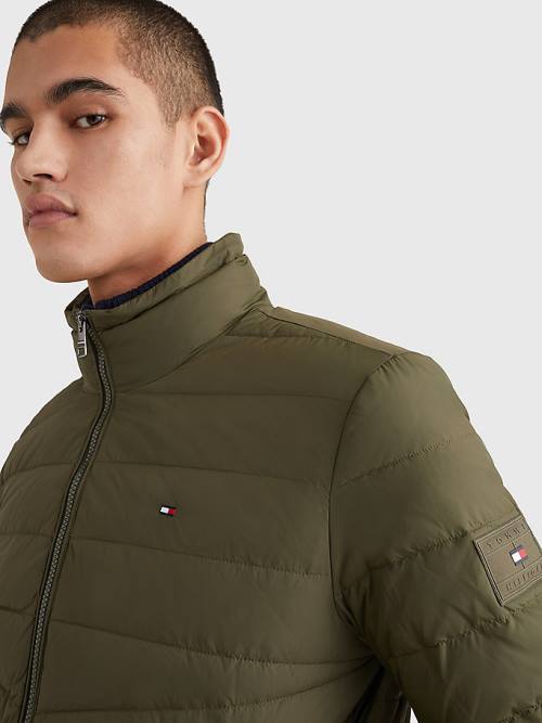 Muške Tommy Hilfiger Hooded Tape Puffer Jakna Kaki | TH483ISG