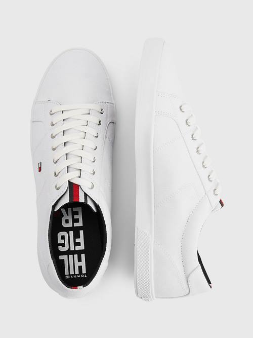 Muške Tommy Hilfiger Iconic Lace-Up Canvas Patike Bela | TH763TOV