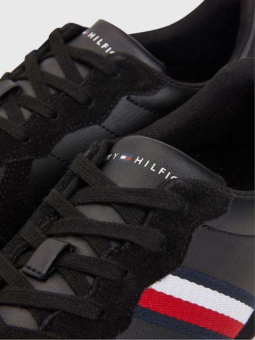 Muške Tommy Hilfiger Iconic Leather Retro Running Patike Crna | TH071IYU