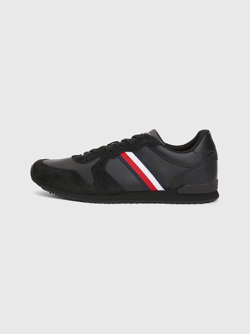 Muške Tommy Hilfiger Iconic Leather Retro Running Patike Crna | TH071IYU