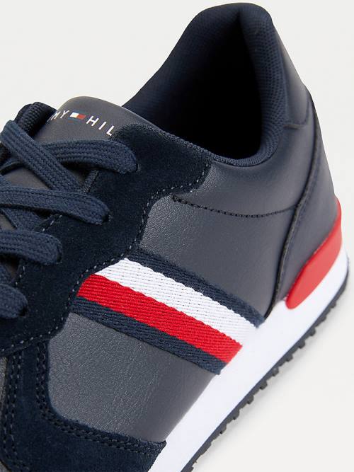 Muške Tommy Hilfiger Iconic Leather Retro Running Patike Plava | TH625KWM