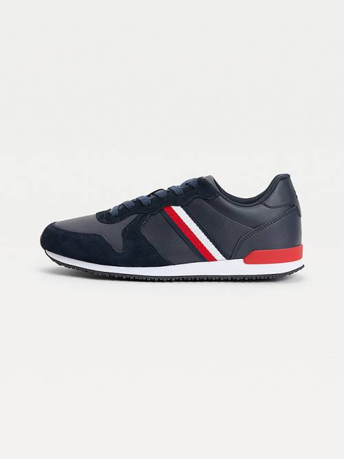 Muške Tommy Hilfiger Iconic Leather Retro Running Patike Plava | TH625KWM