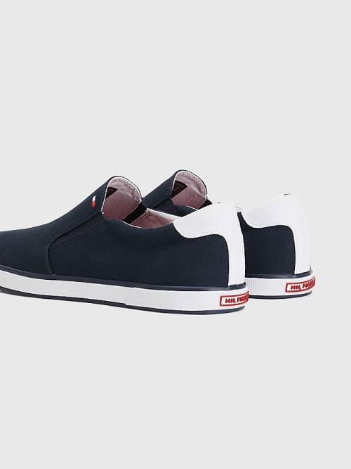 Muške Tommy Hilfiger Iconic Slip-On Canvas Patike Plava | TH356GFP