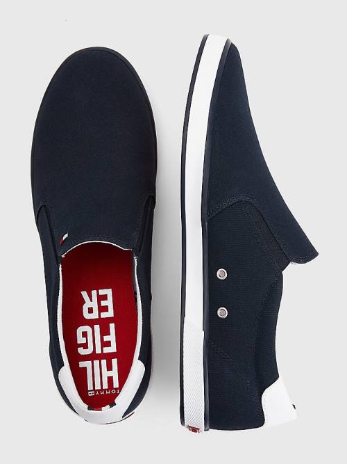 Muške Tommy Hilfiger Iconic Slip-On Canvas Patike Plava | TH356GFP