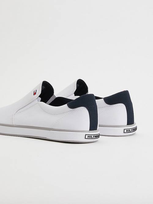 Muške Tommy Hilfiger Iconic Slip-On Canvas Patike Bela | TH580IPL