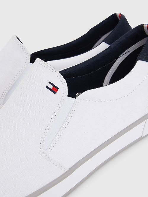 Muške Tommy Hilfiger Iconic Slip-On Canvas Patike Bela | TH580IPL