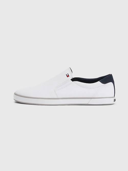 Muške Tommy Hilfiger Iconic Slip-On Canvas Patike Bela | TH580IPL