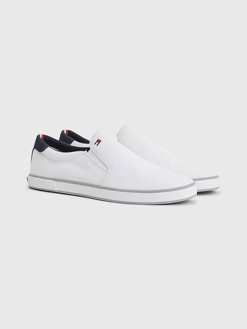 Muške Tommy Hilfiger Iconic Slip-On Canvas Patike Bela | TH580IPL