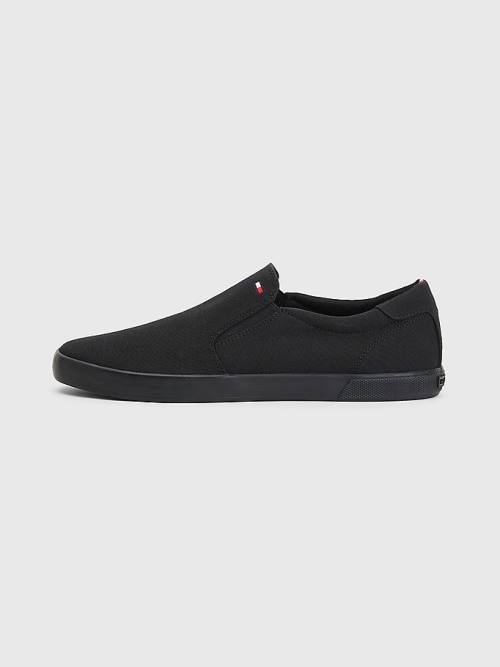 Muške Tommy Hilfiger Iconic Slip-On Canvas Patike Crna | TH901NEK