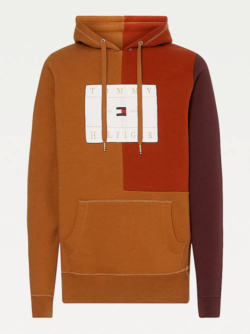 Muške Tommy Hilfiger Icons Colour-Blocked Fleece Duks Hoodie Braon | TH370UHW