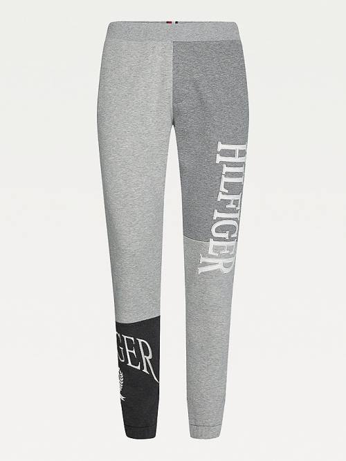 Muške Tommy Hilfiger Icons Colour-Blocked Crest Joggers Pantalone Siva | TH537GNF