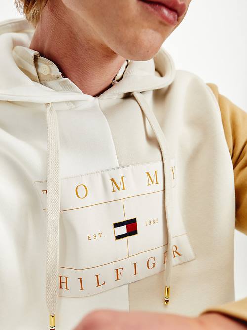 Muške Tommy Hilfiger Icons Colour-Blocked Fleece Duks Hoodie Bež | TH987XRZ