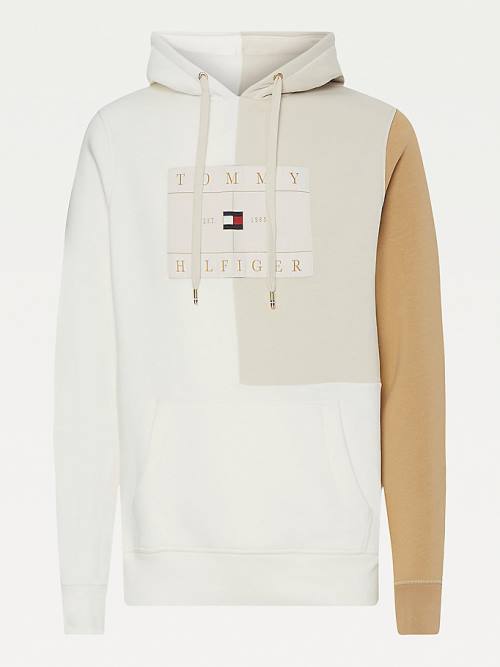 Muške Tommy Hilfiger Icons Colour-Blocked Fleece Duks Hoodie Bež | TH987XRZ