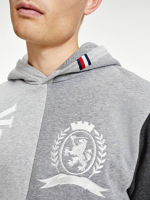 Muške Tommy Hilfiger Icons Crest Colour-Blocked Relaxed Fit Duks Hoodie Siva | TH640GLT