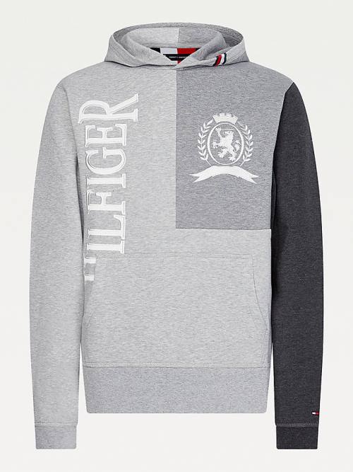 Muške Tommy Hilfiger Icons Crest Colour-Blocked Relaxed Fit Duks Hoodie Siva | TH640GLT