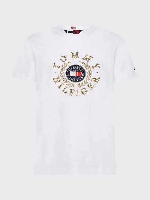 Muške Tommy Hilfiger Icons Embroidery Majice Bela | TH624SZR